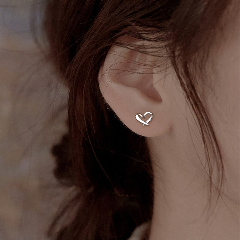 925 Sterling Silver Hollow Heart Stud Earrings Jewellery Women Girls Gift UK