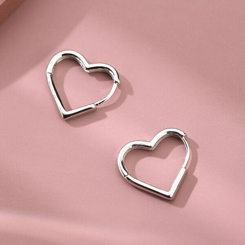 Womens Girls 925 Sterling Silver Love Heart Hoop Earrings Jewellery Gift UK