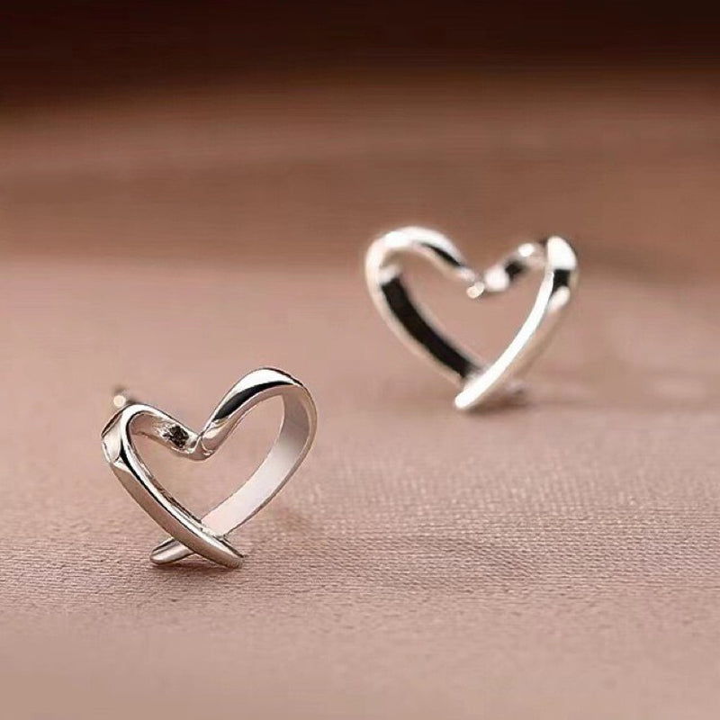 925 Sterling Silver Hollow Heart Stud Earrings Jewellery Women Girls Gift UK