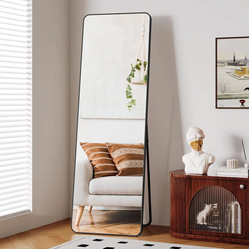 Full Body Mirror 162 X 53 Cm with Metal Frame Stand Standing Mirror Hd Large Wall Mirror with Hooks Full Length Mirror Wall Mirror for Living Room Bedroom Dressing Room Bathroom Hallway Round