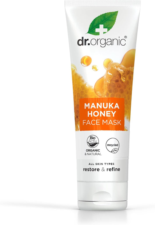 Manuka Honey Face Mask, Nourising, Dry Skin, Mens, Womens, Natural, Vegetarian, Cruelty-Free, Paraben & Sls-Free, Recycled & Recyclable, Organic, 125Ml, Packaging May Vary