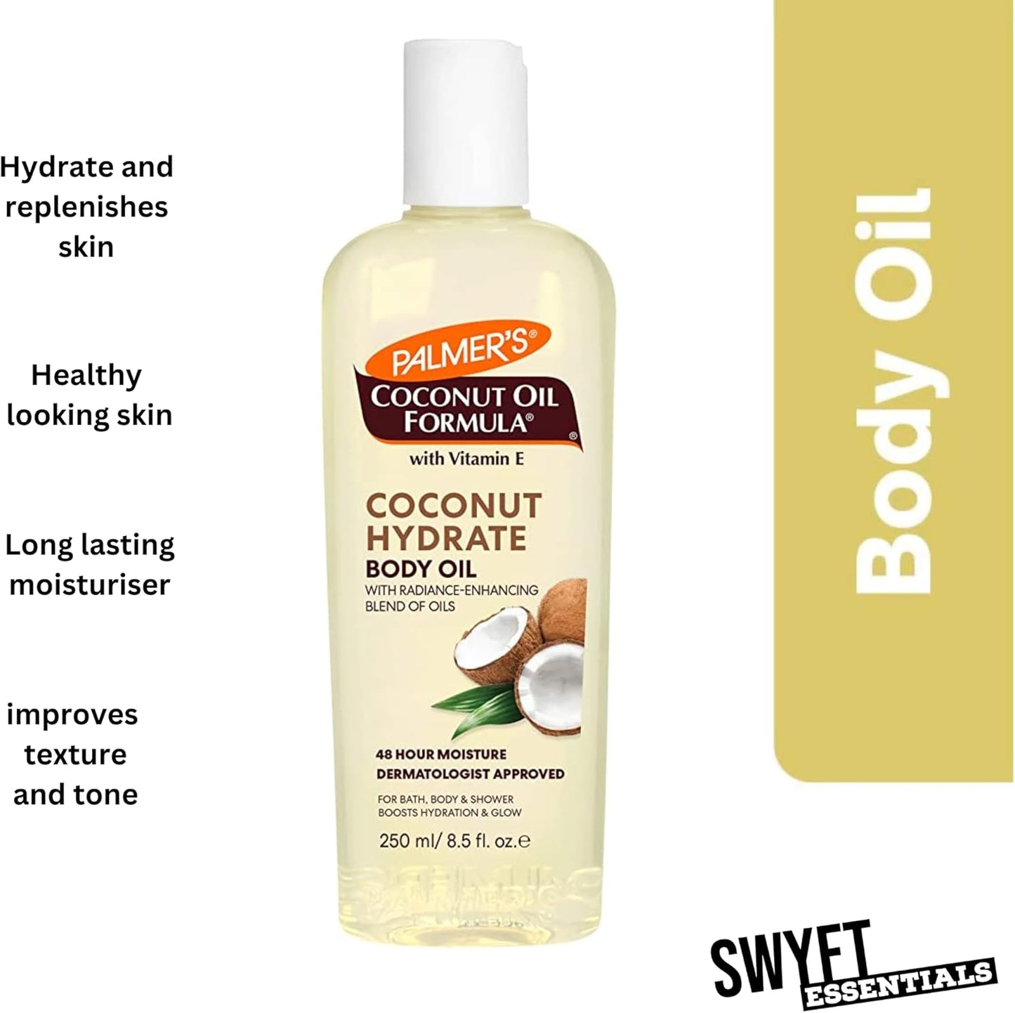 Palmer'S Coconut Oil Body Oil Bundle – 2X Coconut Oil 250Ml for Skin, 1X Dry Body Brush for Exfoliation & Hydration – Moisturizing Body Care by Palmers