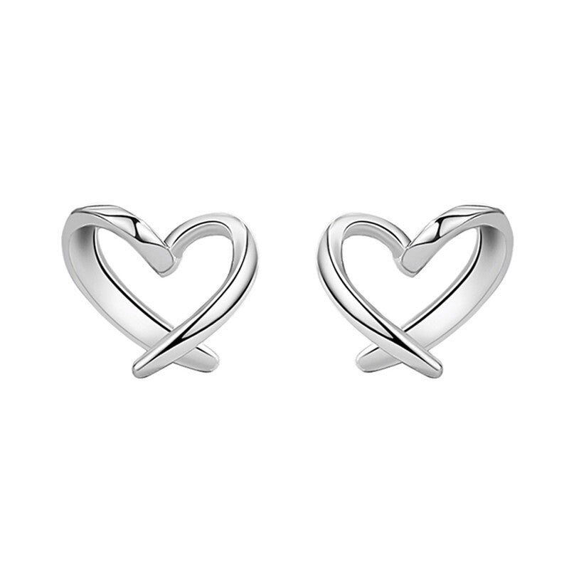 925 Sterling Silver Hollow Heart Stud Earrings Jewellery Women Girls Gift UK