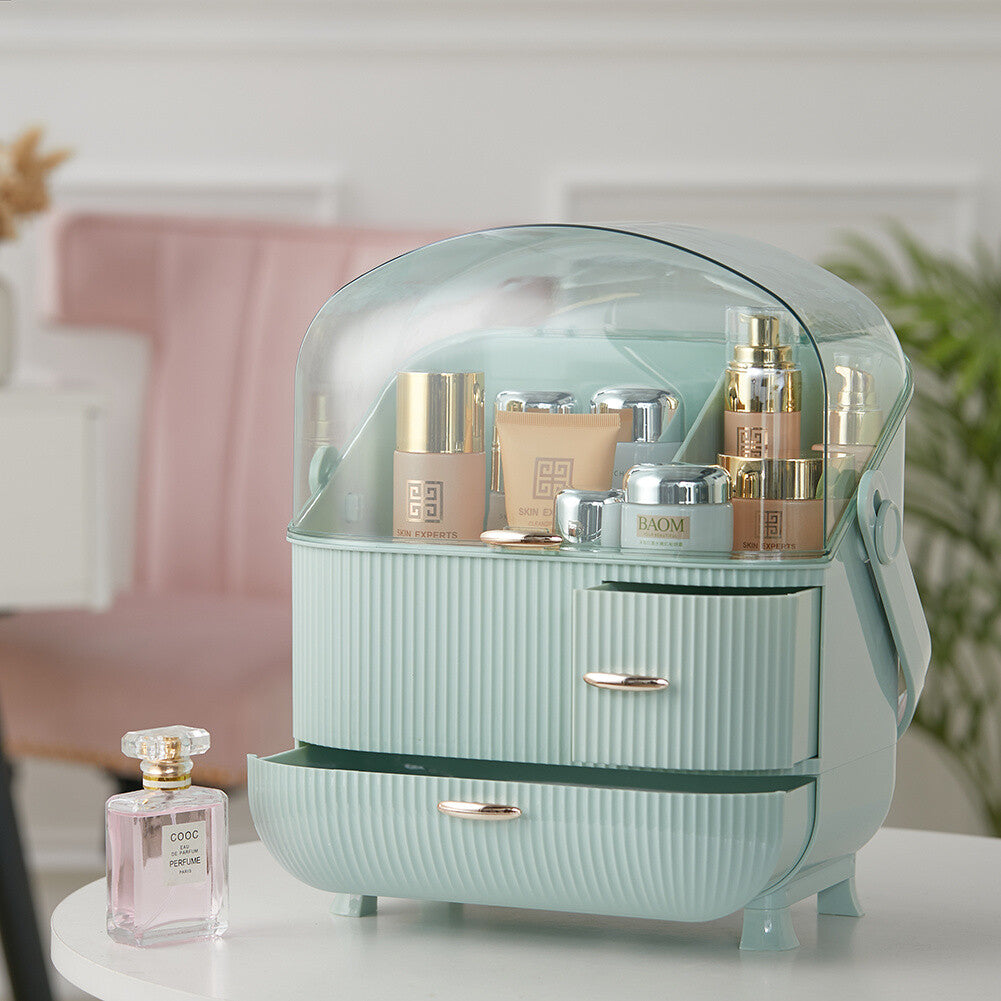 Makeup Organiser 2 Drawers Cosmetic Skincare Storage Box Dust-Proof Waterproof