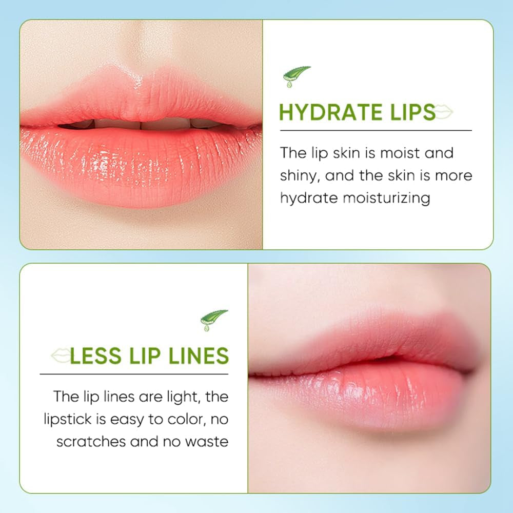 Lip Balm Set, 3 PCS Aloe Vera Lip Balm Day and Night Lip Moisturiser, Lip Care Chapstick, Long-Lasting Moisture to Soothe Dry Chapped Lips, Nourishing & Hydrating Lip Mask for Women Men (Aloe Vera)