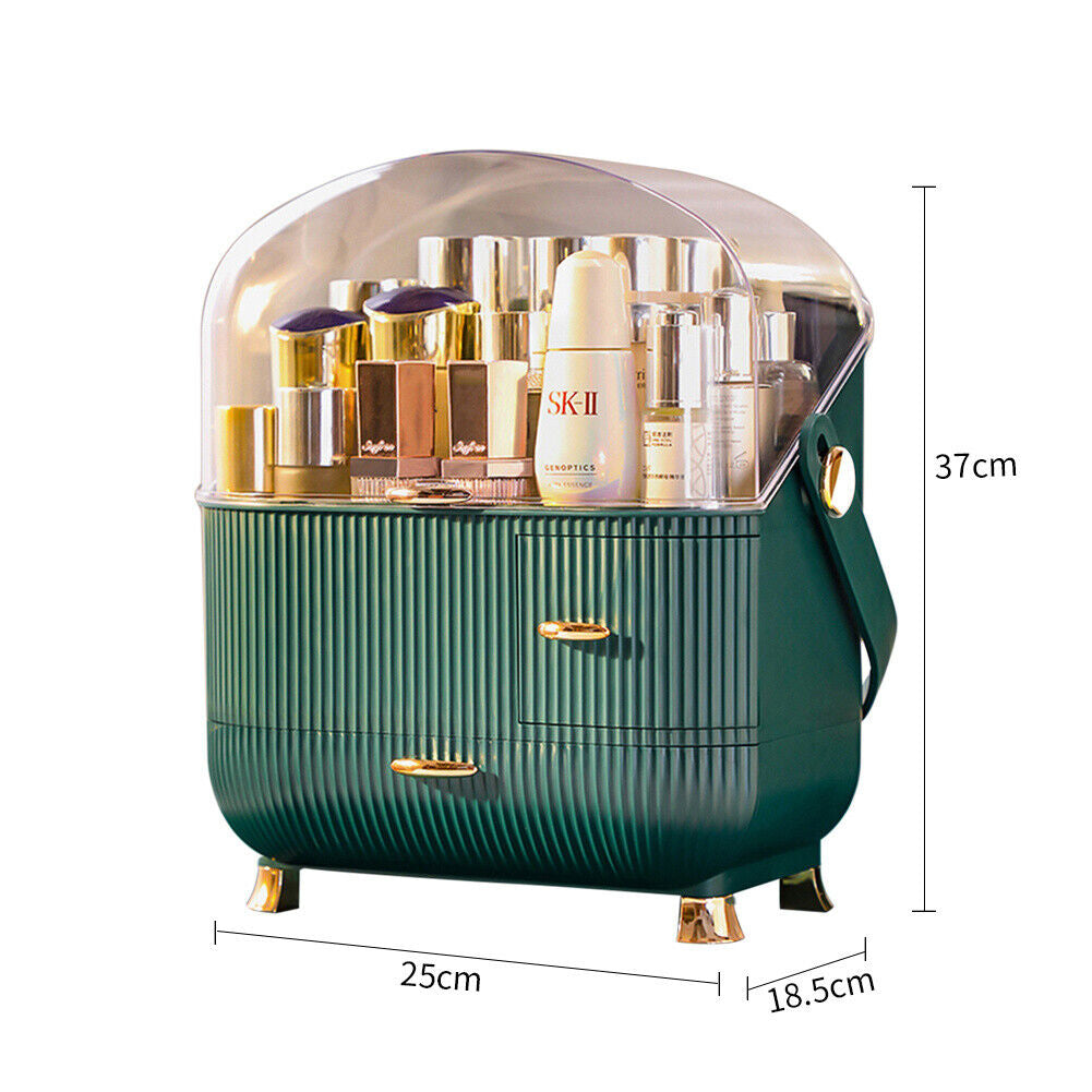 Makeup Organiser 2 Drawers Cosmetic Skincare Storage Box Dust-Proof Waterproof