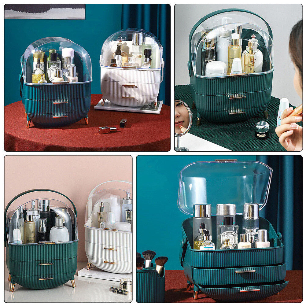 Makeup Organiser 2 Drawers Cosmetic Skincare Storage Box Dust-Proof Waterproof