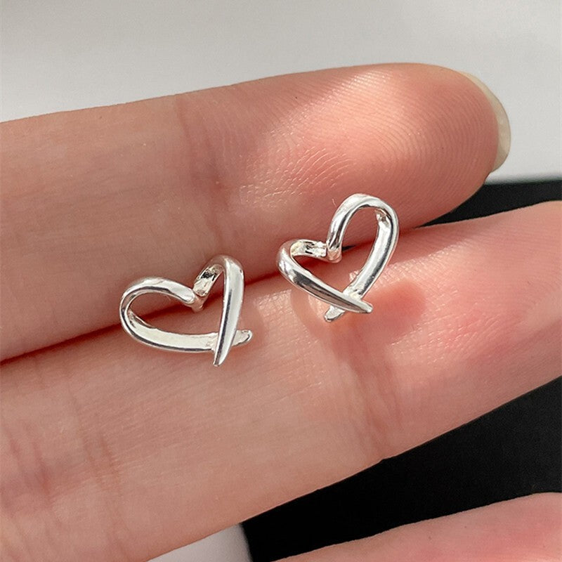 925 Sterling Silver Hollow Heart Stud Earrings Jewellery Women Girls Gift UK