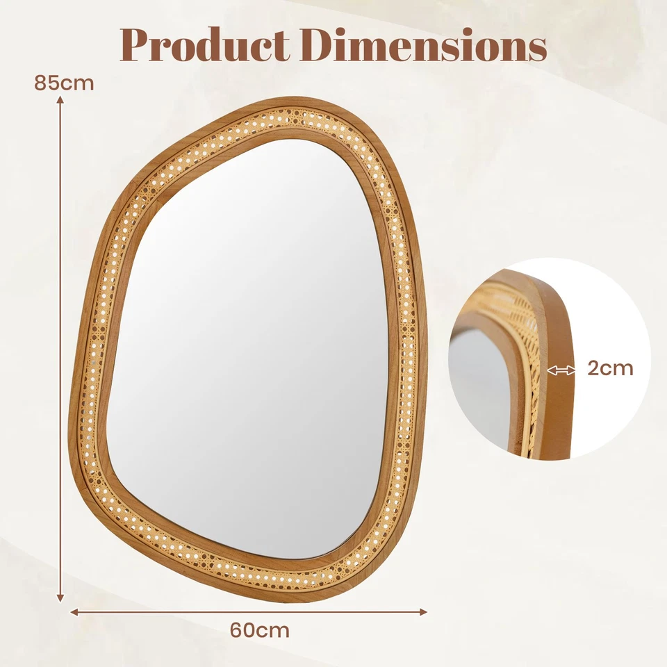Boho Style Rattan Decorative Mirror