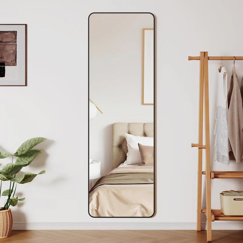 Full Body Mirror 162 X 53 Cm with Metal Frame Stand Standing Mirror Hd Large Wall Mirror with Hooks Full Length Mirror Wall Mirror for Living Room Bedroom Dressing Room Bathroom Hallway Round