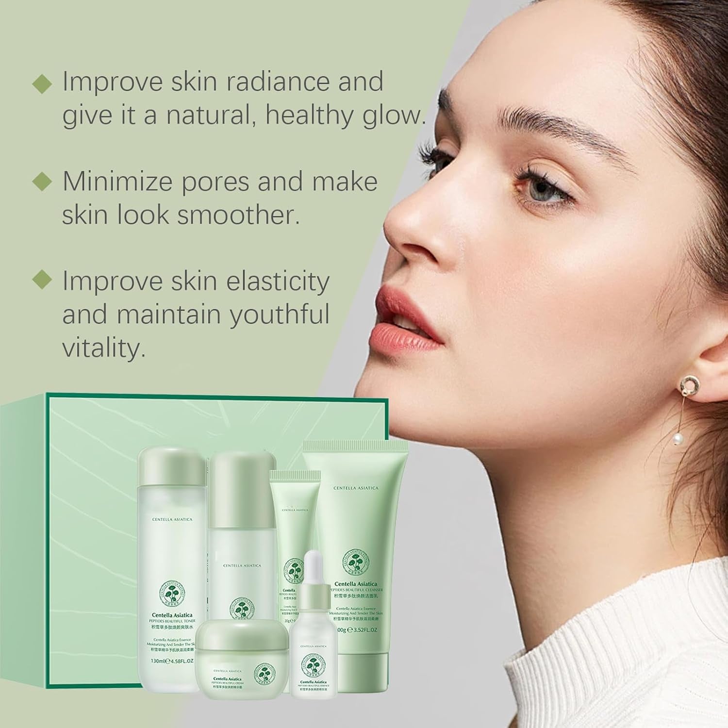 Centella Asiatica Skin Care Kit,6Pcs Skincare for Teenagers Girls,Face Toner & Face Serum & Cleanser & Eye Cream & Skin Lotion & Face Cream,Deep Nourishing & High Firming, Pamper Sets for Women Gifts