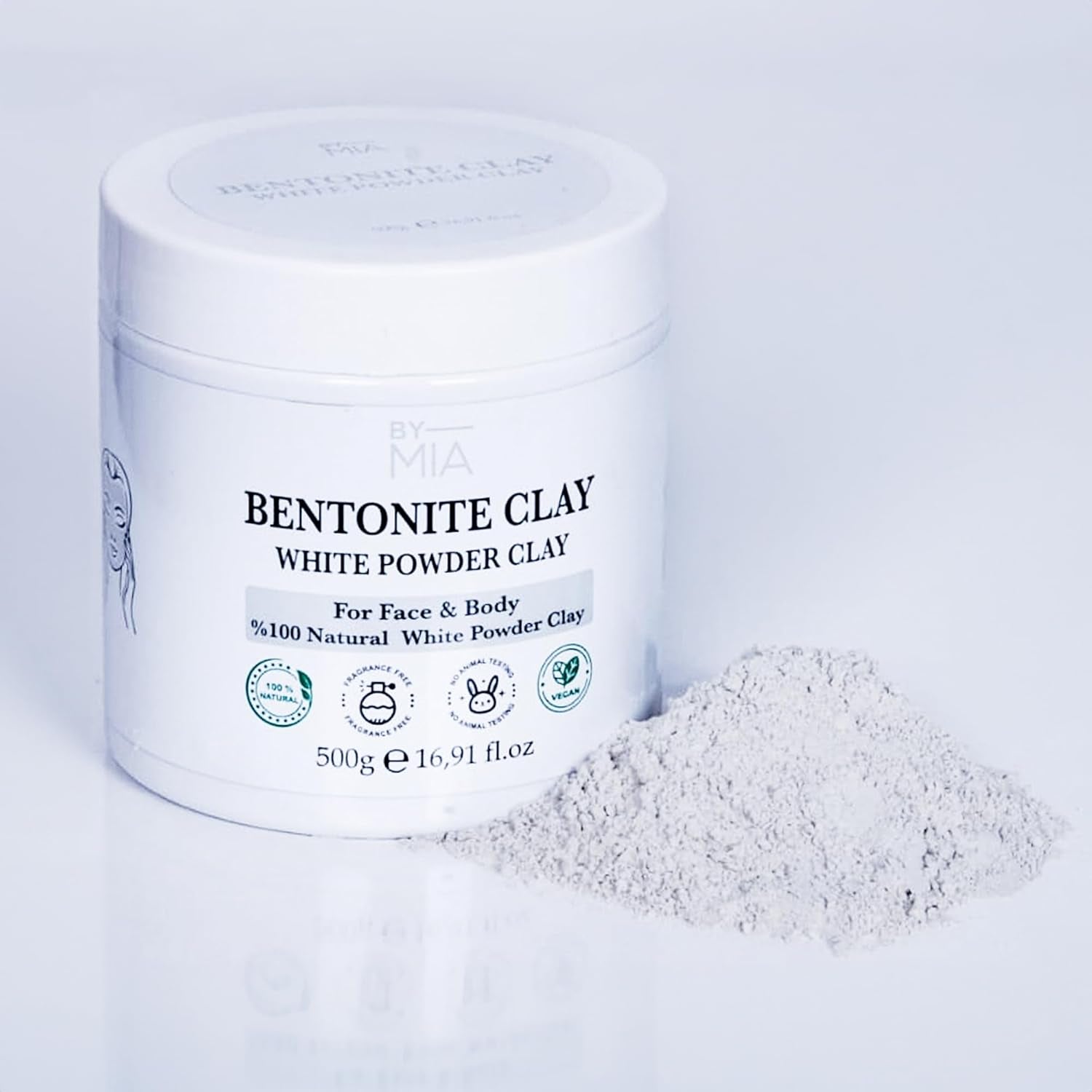 Face & Body Bentonite Clay | White Powder Clay 500Gr |%100 Natural | Free Fragrance | Deep Skin Pore Cleansing