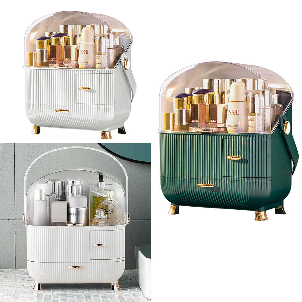 Makeup Organiser 2 Drawers Cosmetic Skincare Storage Box Dust-Proof Waterproof