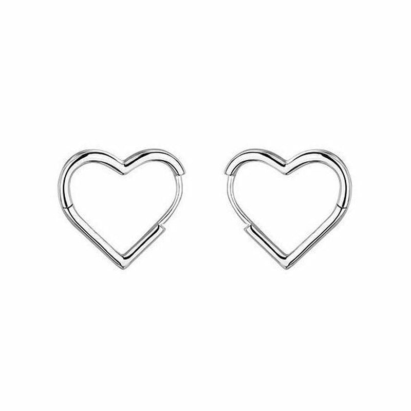 Womens Girls 925 Sterling Silver Love Heart Hoop Earrings Jewellery Gift UK