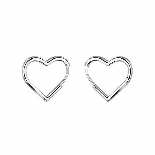 Womens Girls 925 Sterling Silver Love Heart Hoop Earrings Jewellery Gift UK