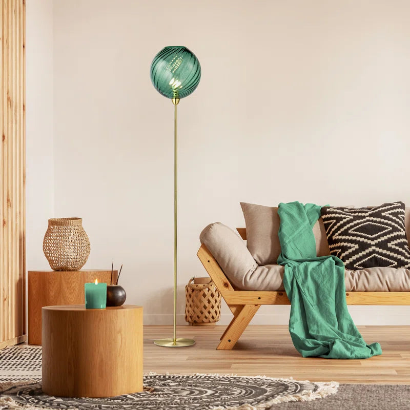 Alingtons Designer Chic Floor Lamp with Brushed Base and Glass Shade