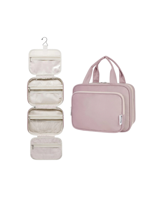 Hanging Travel Toiletry Bag for Women Wash Bag Cosmetics Makeup Bag Organizer for Travel Size Accessories (Dusty Rose (Medium))