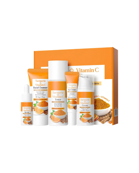 Turmeric Skin Care Sets & Kits - Skincare Set for Teenage Girls - Gifts for Her - Pamper Skincare Set - Women Gift Sets with Face Cleaner-Face Serum-Face Cream-Toner-Eye Cream - 5PCS