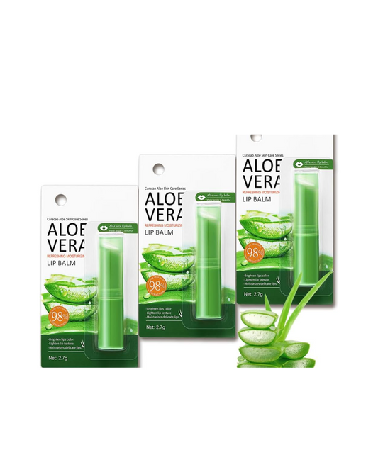 Lip Balm Set, 3 PCS Aloe Vera Lip Balm Day and Night Lip Moisturiser, Lip Care Chapstick, Long-Lasting Moisture to Soothe Dry Chapped Lips, Nourishing & Hydrating Lip Mask for Women Men (Aloe Vera)