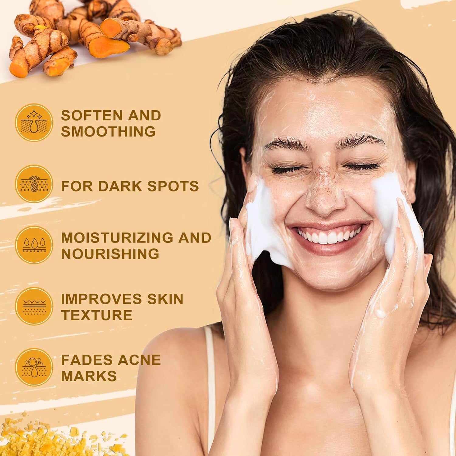 3Pcs Kojic Acid & Turmeric Soap, Kojic Acid Soap, Natural Lemon Brightening Soap Bar, Tumeric Soaps, Acne, Dark Spots, Hyperpigmentation & Smooth Skin, Deep Cleansing, Refreshing