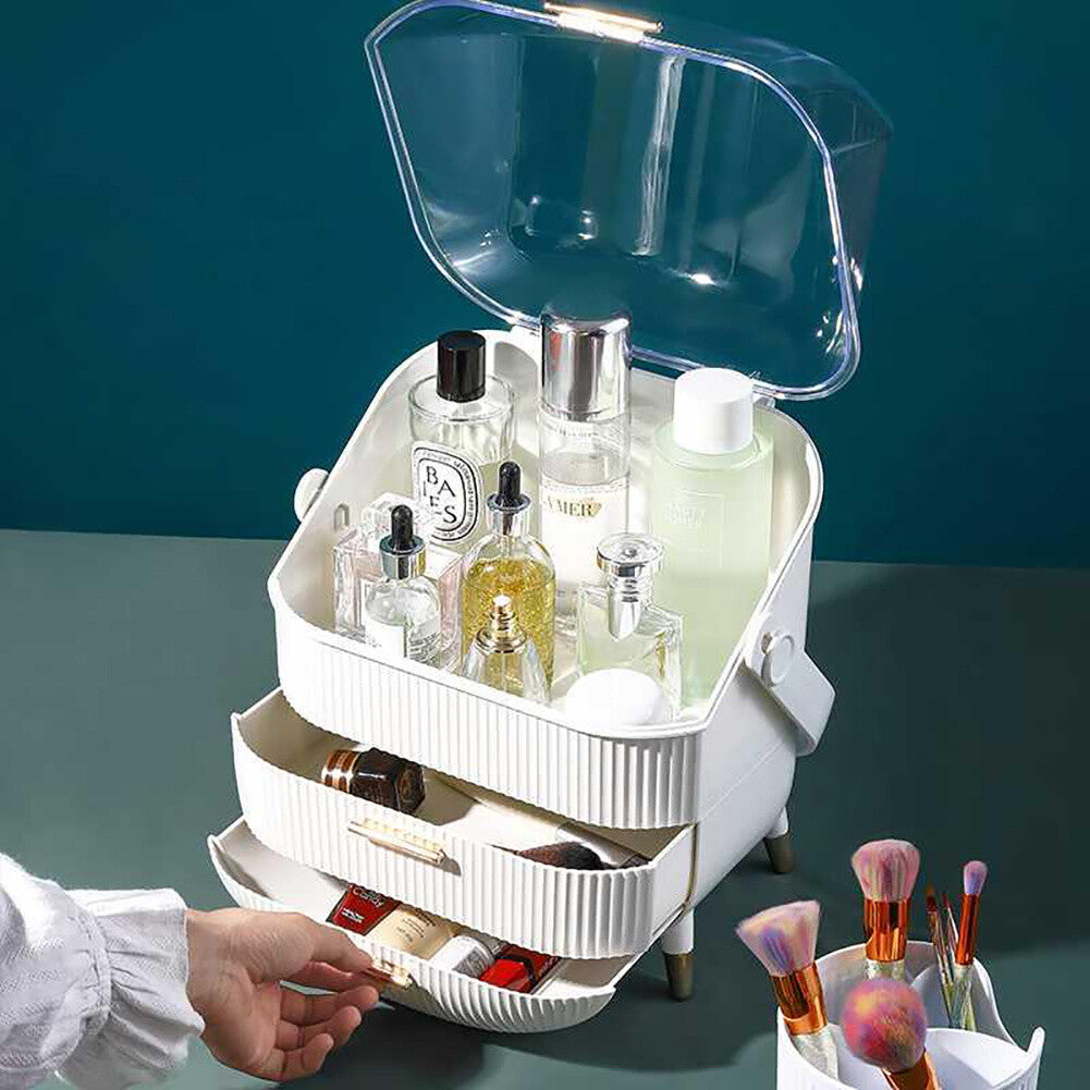 Makeup Organiser 2 Drawers Cosmetic Skincare Storage Box Dust-Proof Waterproof