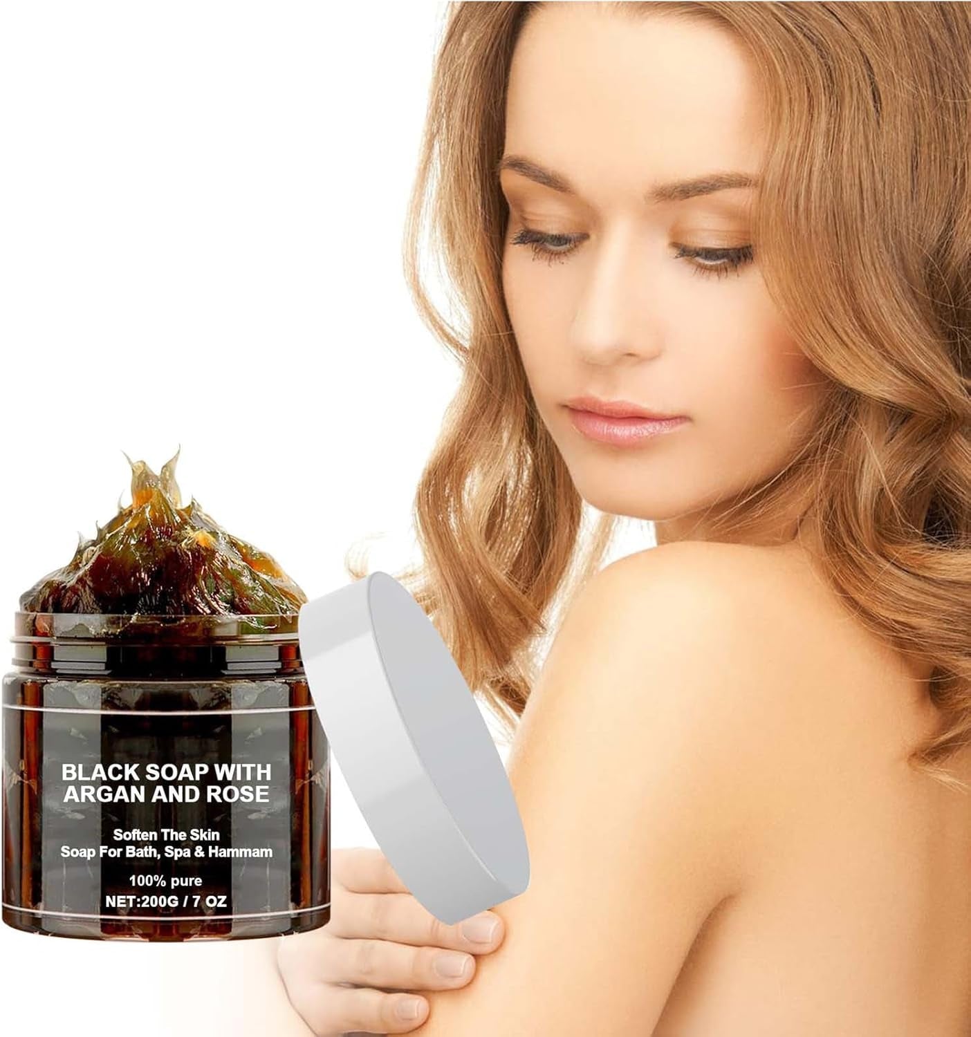 Morocco Body Scrub,African Black Soap Bar,Black Soap with Argan and Rose,African Black Soap,200G