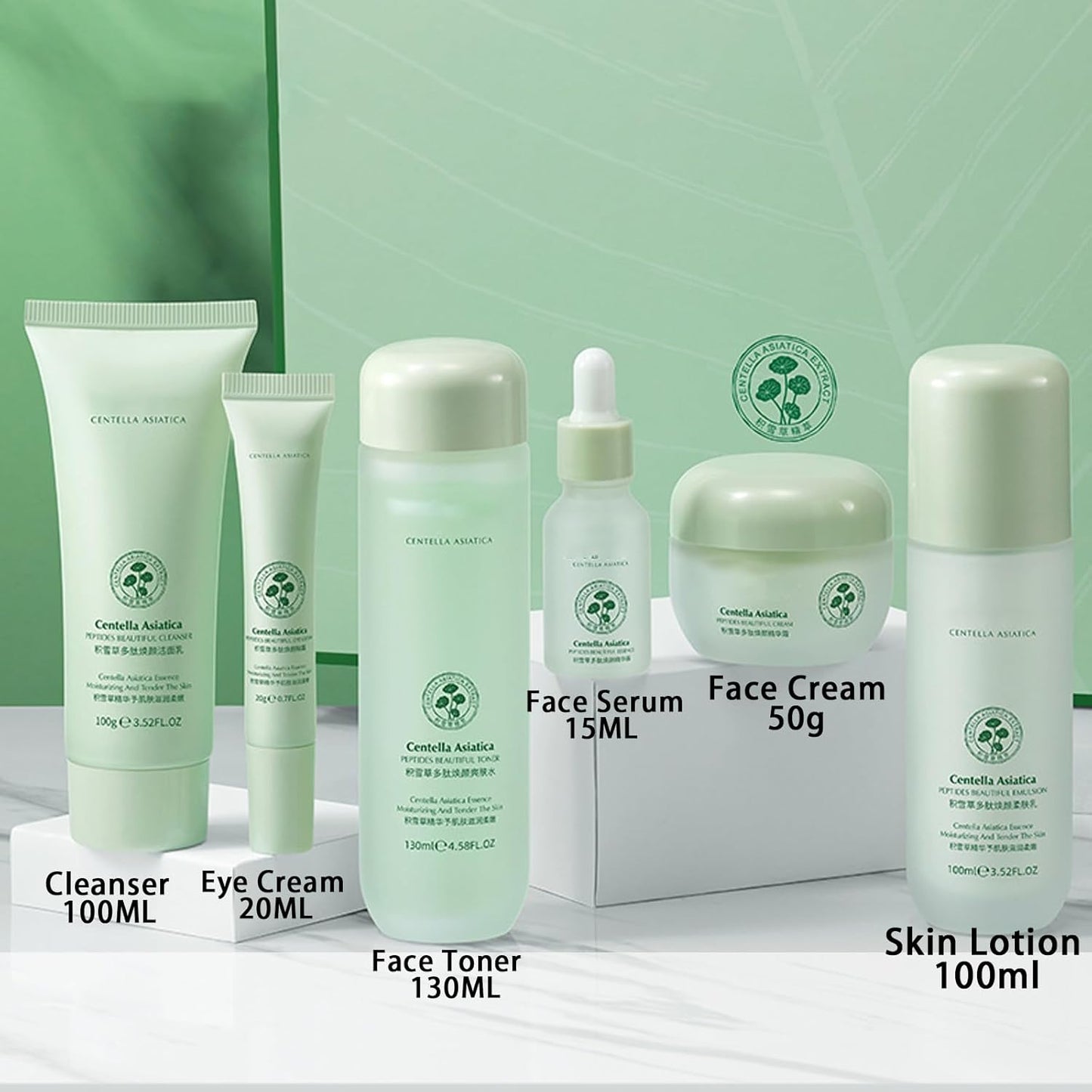 Centella Asiatica Skin Care Kit,6Pcs Skincare for Teenagers Girls,Face Toner & Face Serum & Cleanser & Eye Cream & Skin Lotion & Face Cream,Deep Nourishing & High Firming, Pamper Sets for Women Gifts
