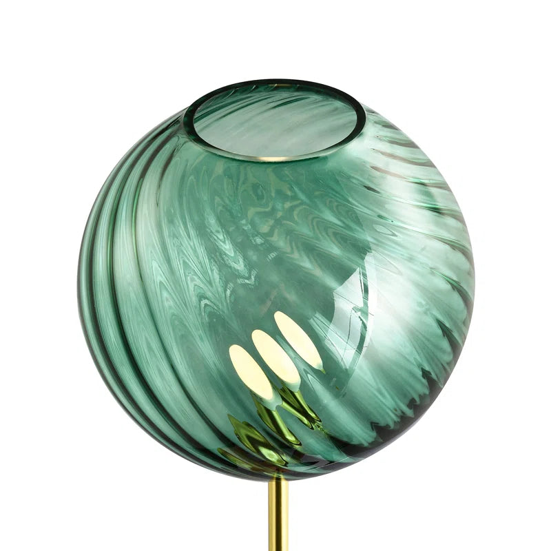 Alingtons Designer Chic Floor Lamp with Brushed Base and Glass Shade