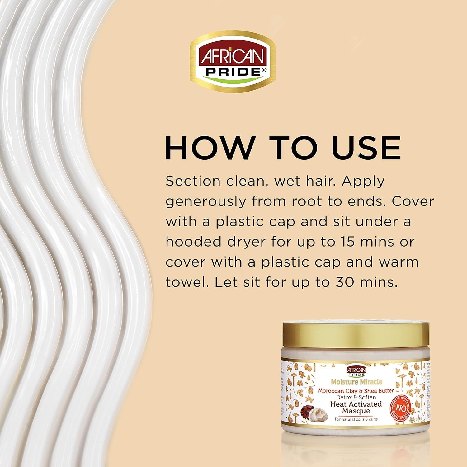 Moisture Miracle Moroccan Clay & Shea Butter Heat Activated Masque, 12 Oz