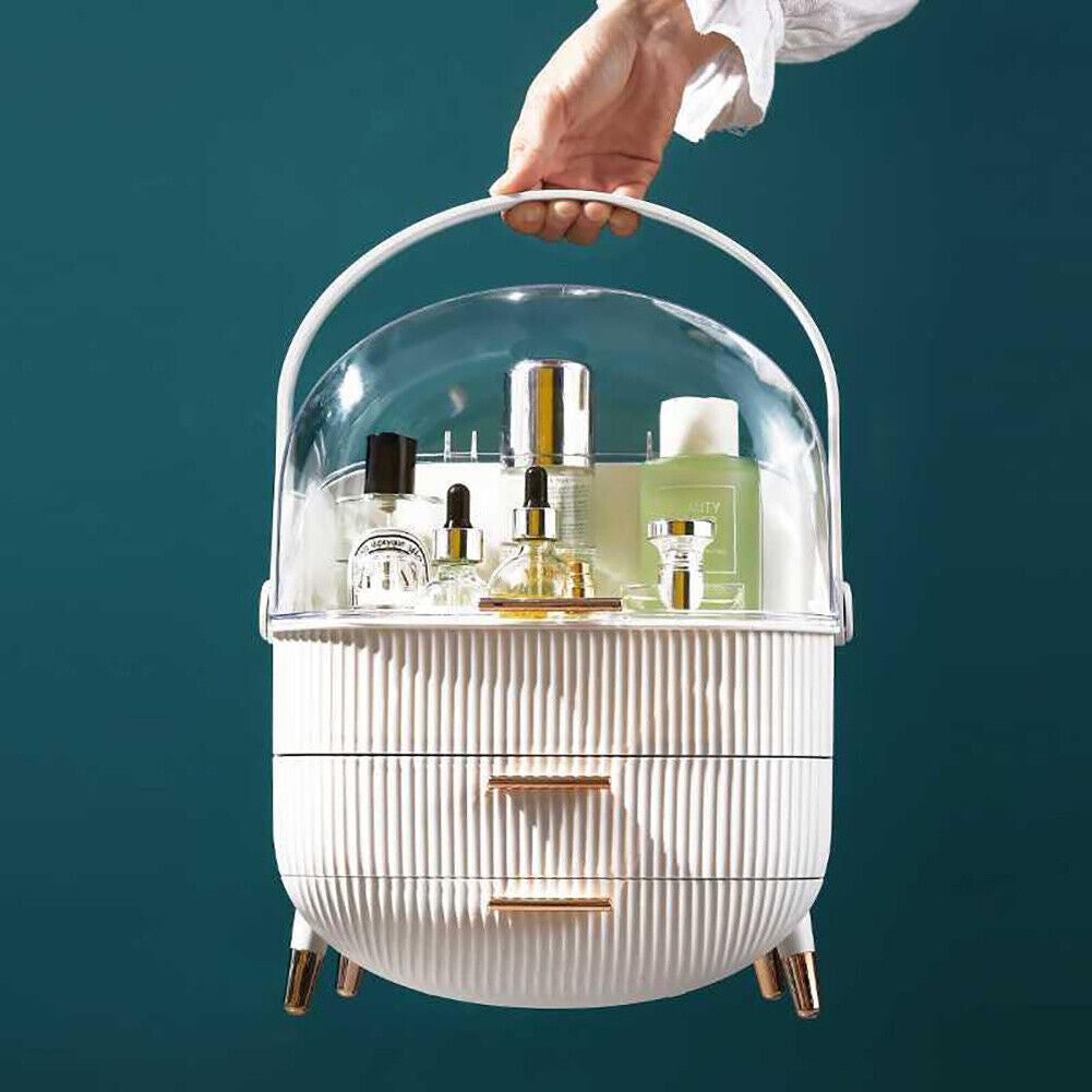 Makeup Organiser 2 Drawers Cosmetic Skincare Storage Box Dust-Proof Waterproof