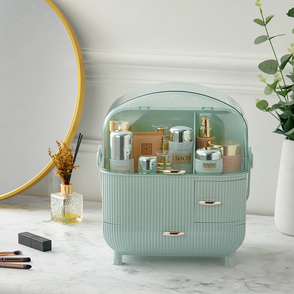 Makeup Organiser 2 Drawers Cosmetic Skincare Storage Box Dust-Proof Waterproof