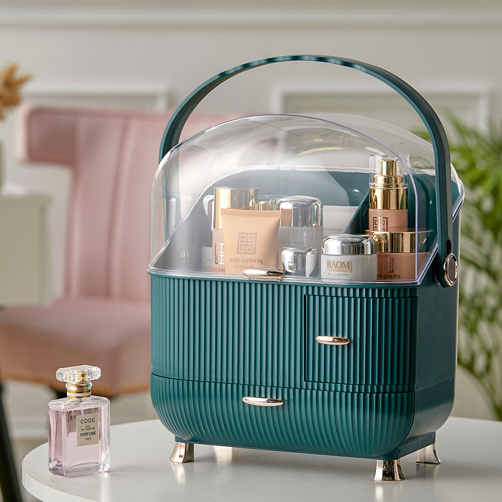 Makeup Organiser 2 Drawers Cosmetic Skincare Storage Box Dust-Proof Waterproof