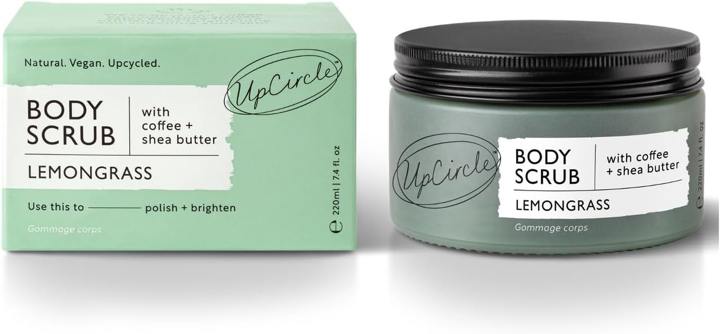 Exfoliating Coffee Body Scrub with Lemongrass 220Ml - Sea Salt, Shea Butter + Coconut Oil - Exfoliates Your Skin + Improves Circulation - Natural, Vegan Exfoliator for Soft, Smooth Skin