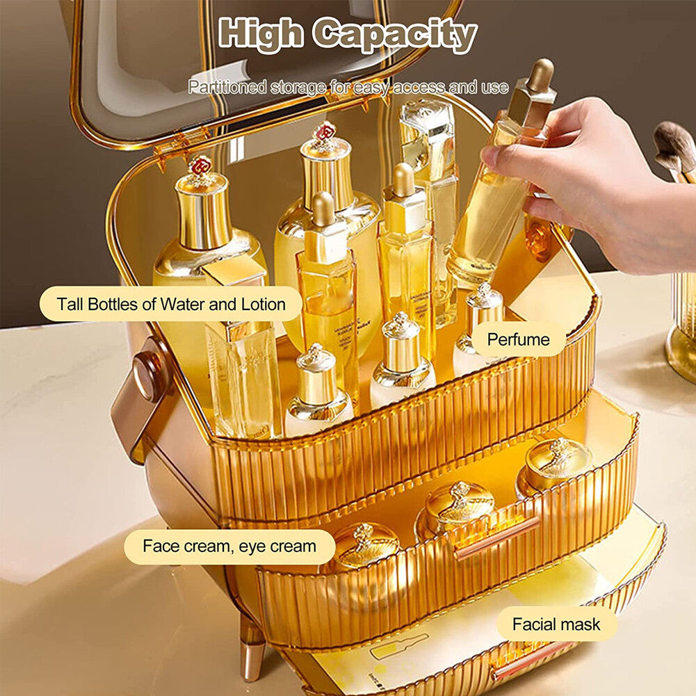 Makeup Organiser 2 Drawers Cosmetic Skincare Storage Box Dust-Proof Waterproof
