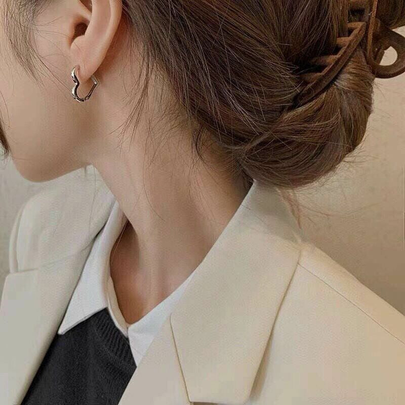 Womens Girls 925 Sterling Silver Love Heart Hoop Earrings Jewellery Gift UK