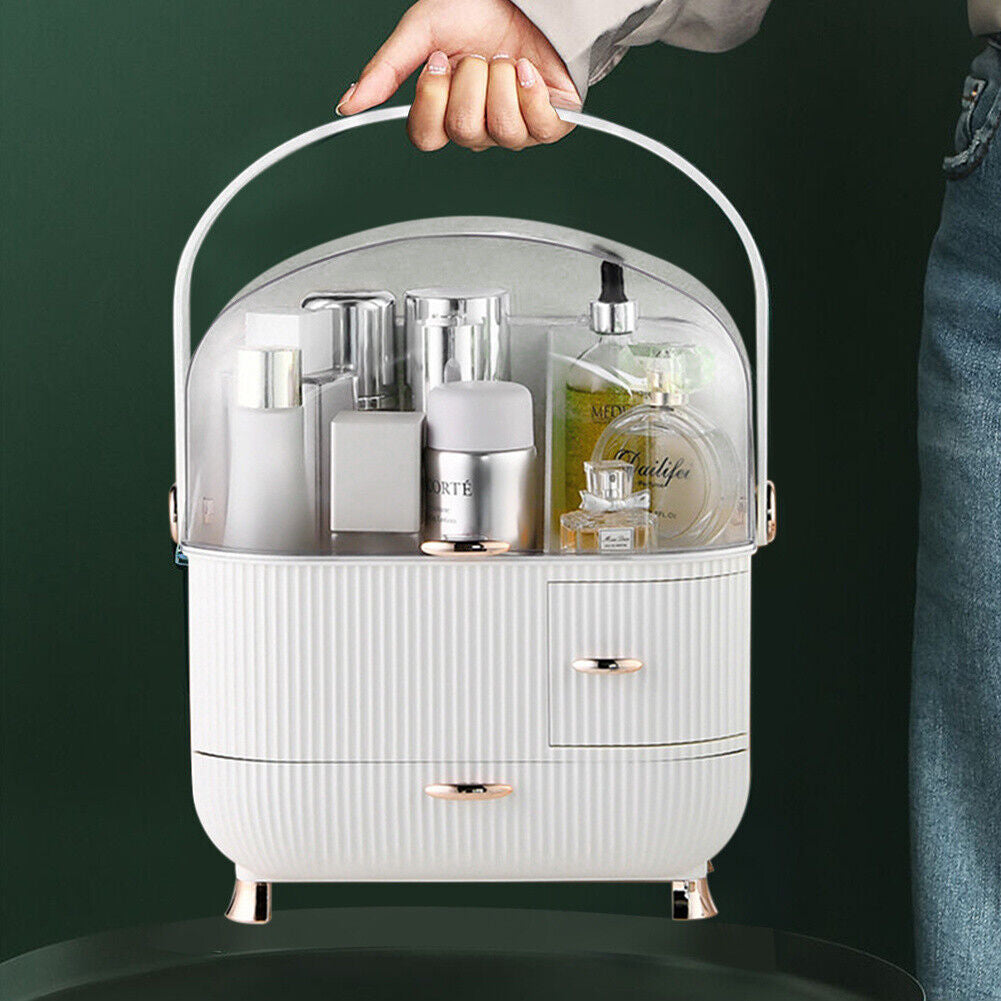 Makeup Organiser 2 Drawers Cosmetic Skincare Storage Box Dust-Proof Waterproof