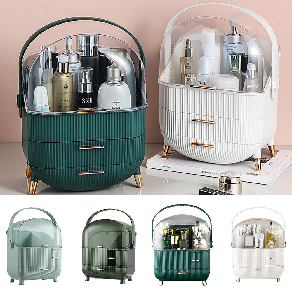 Makeup Organiser 2 Drawers Cosmetic Skincare Storage Box Dust-Proof Waterproof