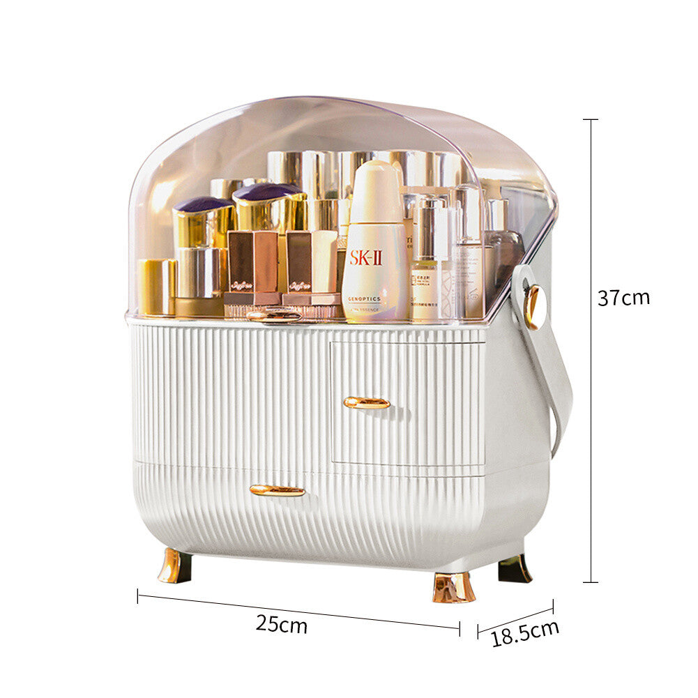 Makeup Organiser 2 Drawers Cosmetic Skincare Storage Box Dust-Proof Waterproof