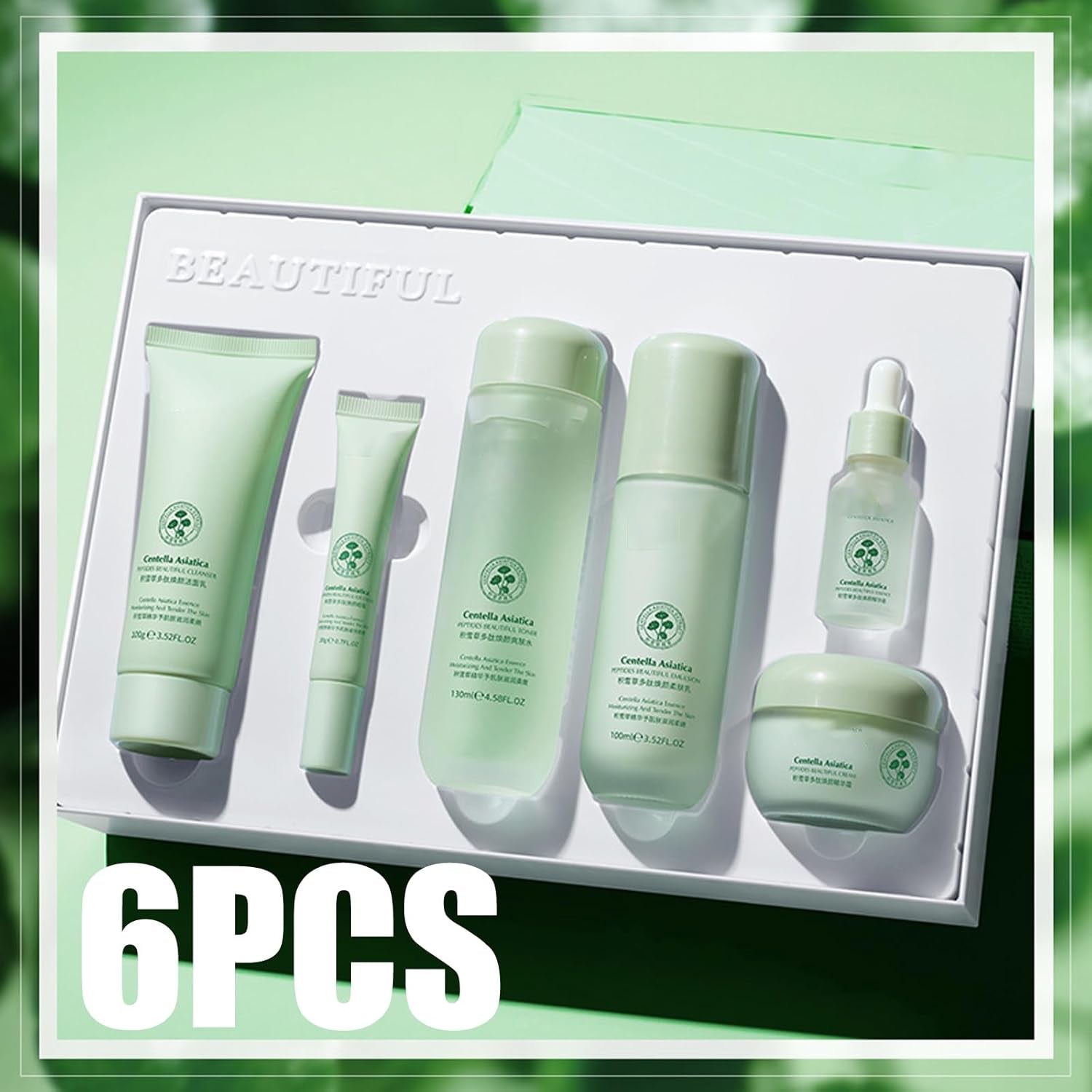 Centella Asiatica Skin Care Kit,6Pcs Skincare for Teenagers Girls,Face Toner & Face Serum & Cleanser & Eye Cream & Skin Lotion & Face Cream,Deep Nourishing & High Firming, Pamper Sets for Women Gifts