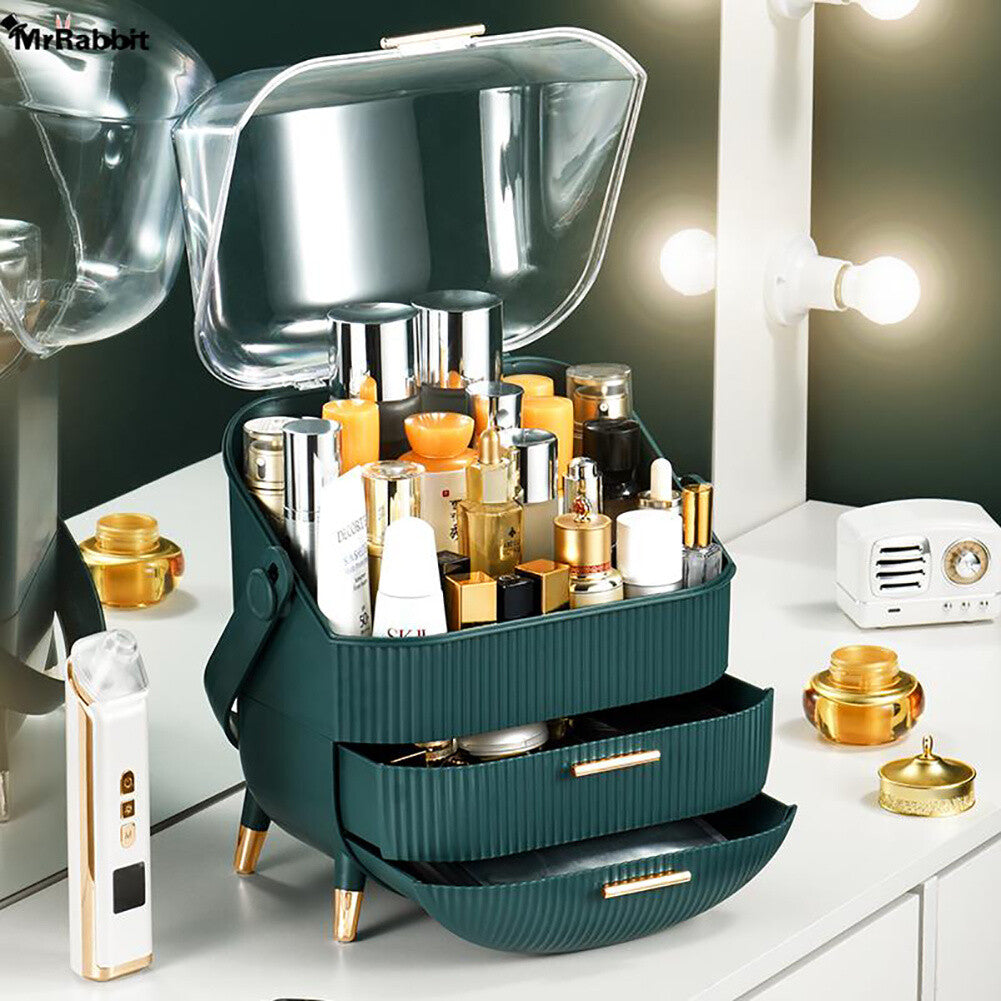 Makeup Organiser 2 Drawers Cosmetic Skincare Storage Box Dust-Proof Waterproof
