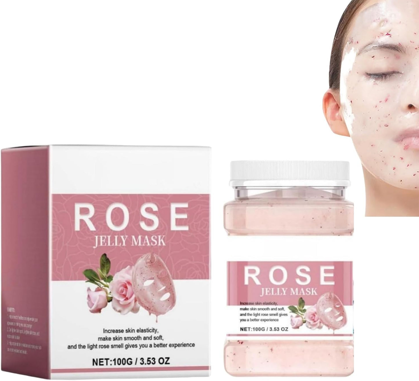 Jelly Mask,Jelly Face-Mask,Jelly Mask for Face,Natural Rose Jelly Mask,Rose Smoothing Facial Mask,Moisturizing Facial Mask,Jelly Face-Mask for Skincare,Skincare Moisturizing Gel Mask