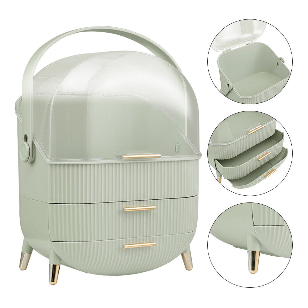 Makeup Organiser 2 Drawers Cosmetic Skincare Storage Box Dust-Proof Waterproof