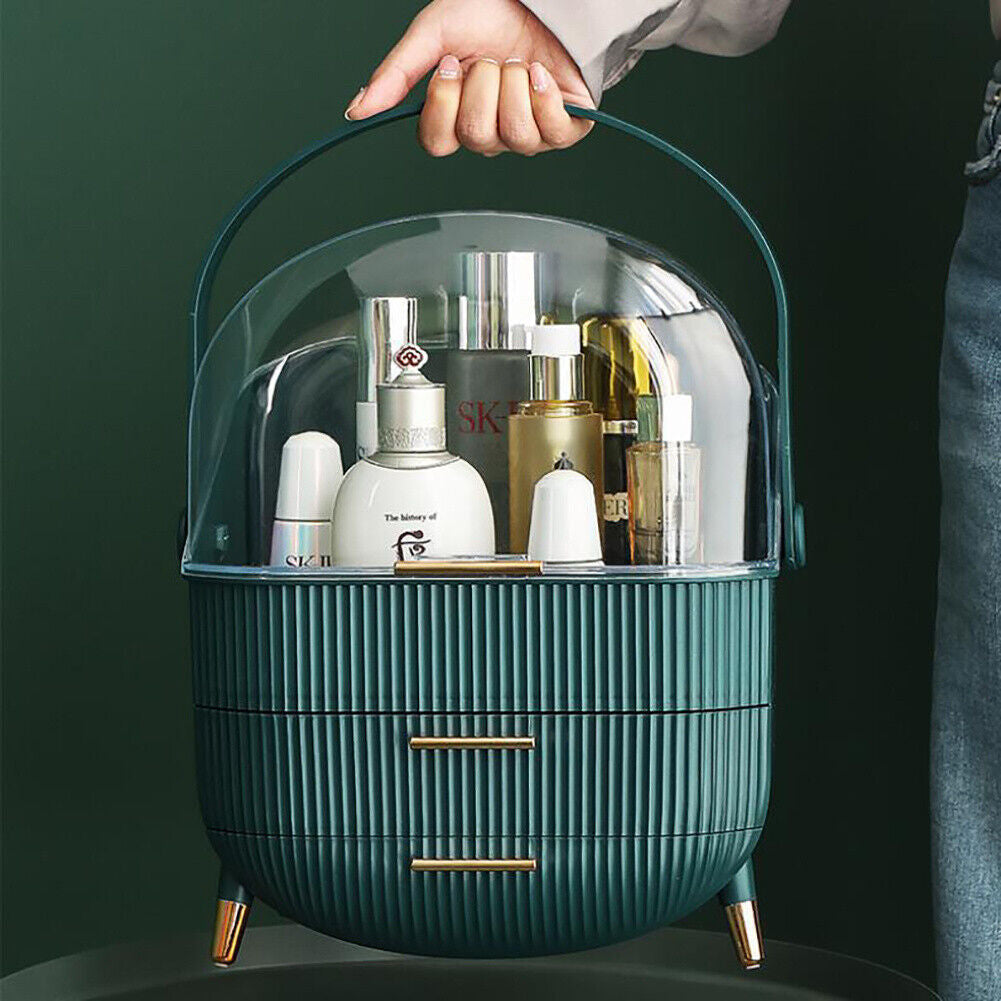 Makeup Organiser 2 Drawers Cosmetic Skincare Storage Box Dust-Proof Waterproof