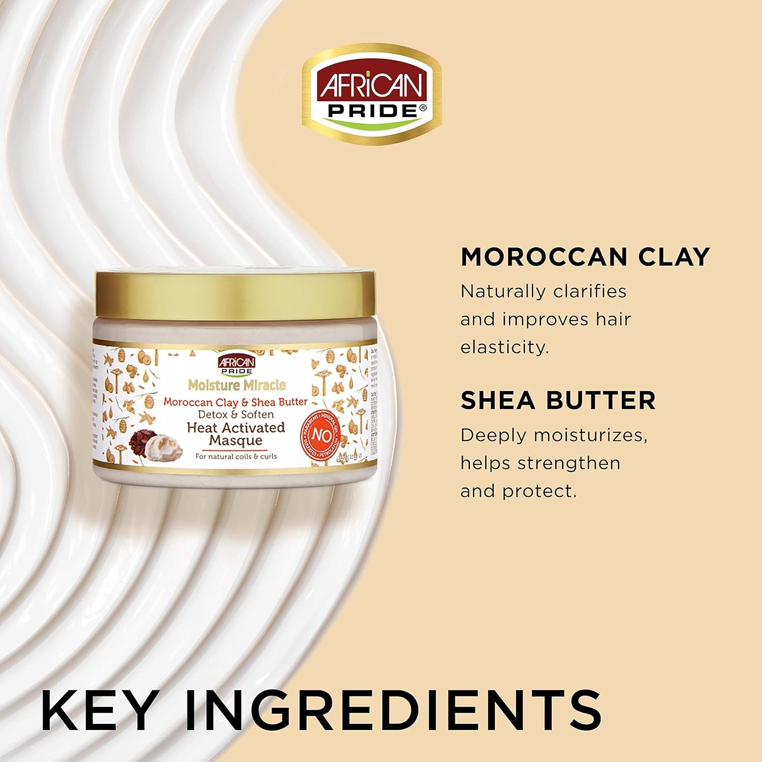 Moisture Miracle Moroccan Clay & Shea Butter Heat Activated Masque, 12 Oz