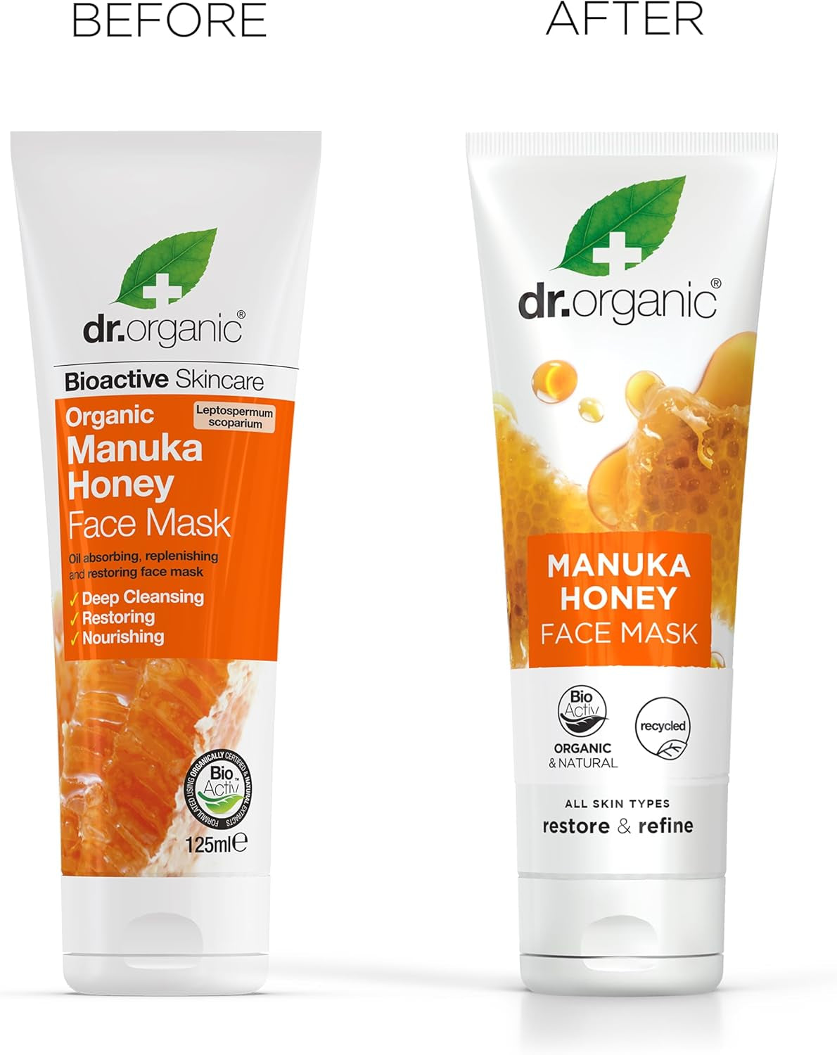 Manuka Honey Face Mask, Nourising, Dry Skin, Mens, Womens, Natural, Vegetarian, Cruelty-Free, Paraben & Sls-Free, Recycled & Recyclable, Organic, 125Ml, Packaging May Vary