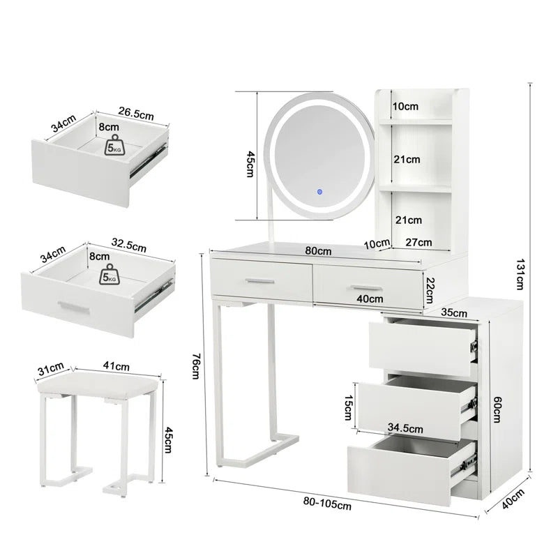 Remiyah Dressing Table with Mirror