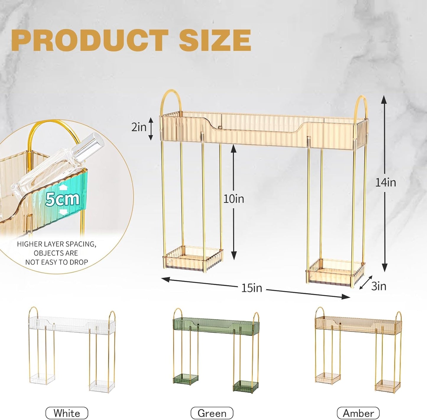 Bathroom Counter Organiser Skincare Makeup Storage,Bathroom Sink Shelf Organise on Faucet for Toiletry Countertop Dresser Toothbrush Holder,Make up Transparent Vanity Tray for Perfume Skincare