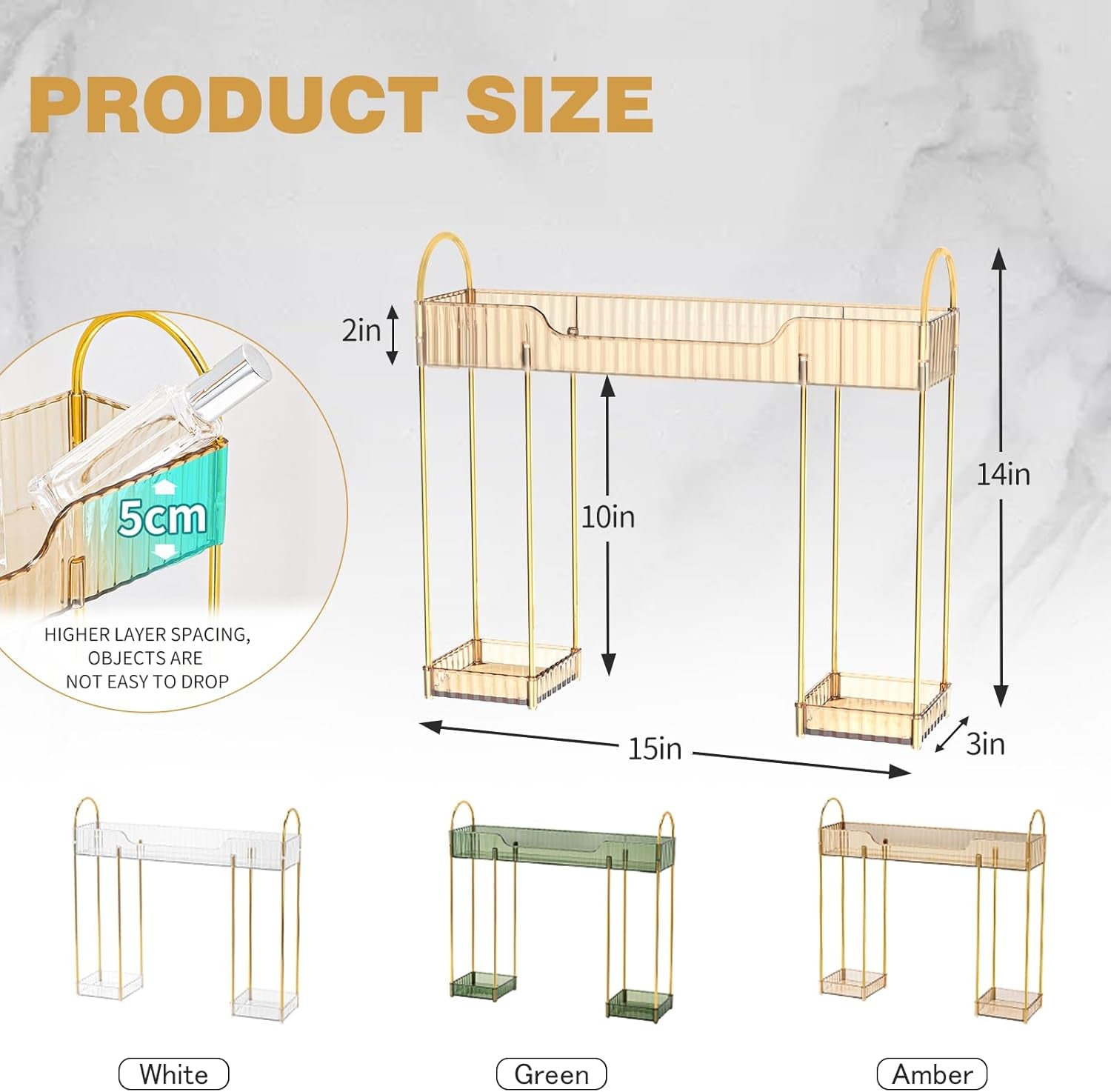 Bathroom Counter Organiser Skincare Makeup Storage,Bathroom Sink Shelf Organise on Faucet for Toiletry Countertop Dresser Toothbrush Holder,Make up Transparent Vanity Tray for Perfume Skincare