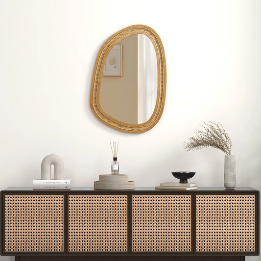 Boho Style Rattan Decorative Mirror
