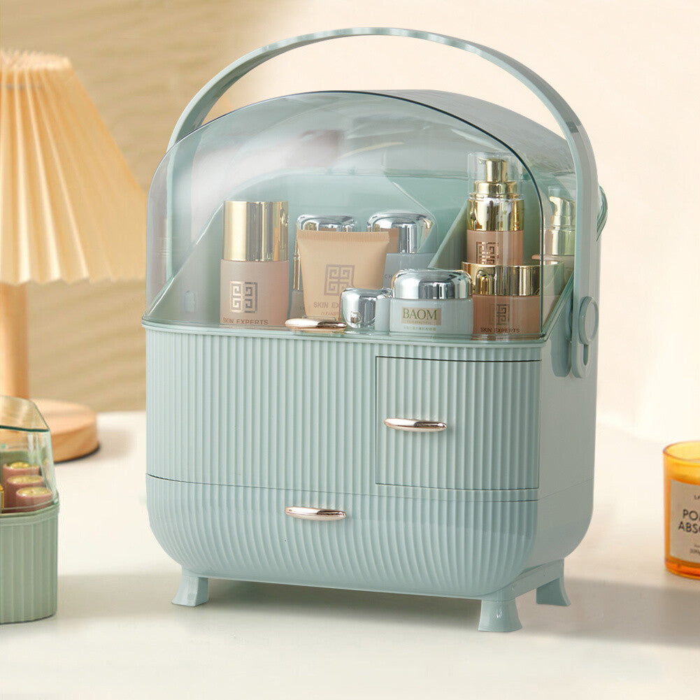 Makeup Organiser 2 Drawers Cosmetic Skincare Storage Box Dust-Proof Waterproof